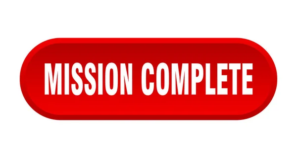 Mission complete knop. missie compleet afgeronde rode teken. missie voltooid — Stockvector