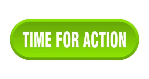 Čas pro tlačítko akce. čas k akci zaokrouhlený zelený znak. čas pro akci — Stockový vektor