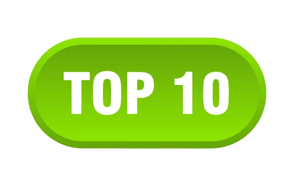 Top 10 button. Top 10 rounded green sign. топ-10 — стоковый вектор