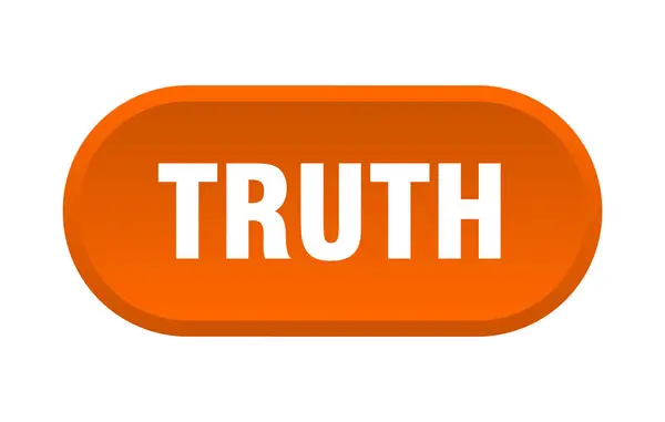 真実のボタン。真実はオレンジ色の看板を丸めた。真実 — ストックベクタ