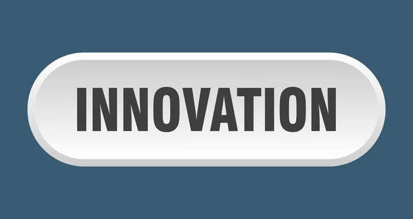 Του κουμπιού καινοτομίας. το στρογγυλό λευκό σημάδι της καινοτομίας. Καινοτομία — Διανυσματικό Αρχείο