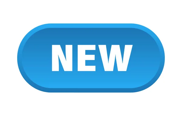 Neue Taste. neues rundes blaues Schild. neu — Stockvektor