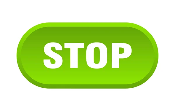 Przycisk Stop. Zatrzymaj zaokrąglony zielony znak. Zatrzymać — Wektor stockowy