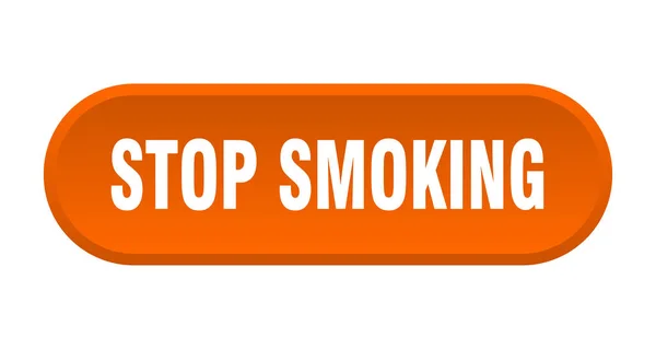 喫煙ボタンを停止します。丸みを帯びたオレンジ色の看板を吸うのをやめなさい。タバコをやめる — ストックベクタ