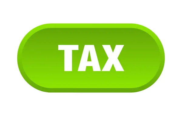 Налоговая кнопка. налоговый округлый зеленый знак. налог — стоковый вектор
