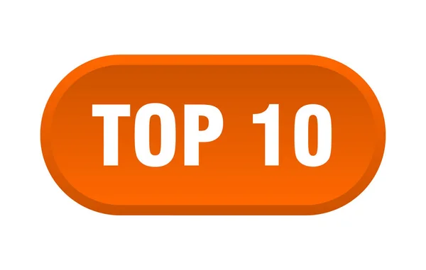 Top-10-Taste. Top 10 abgerundete orangefarbene Zeichen. Top 10 — Stockvektor