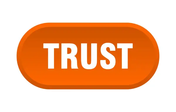 Güven düğmesi. güven yuvarlak turuncu işareti. Güven — Stok Vektör