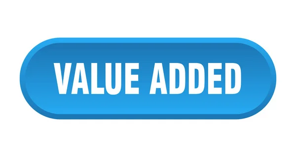 Κουμπί προστιθέμενης αξίας. στρογγυλοποιημένο μπλε σημάδι. προστιθέμενη αξία — Διανυσματικό Αρχείο