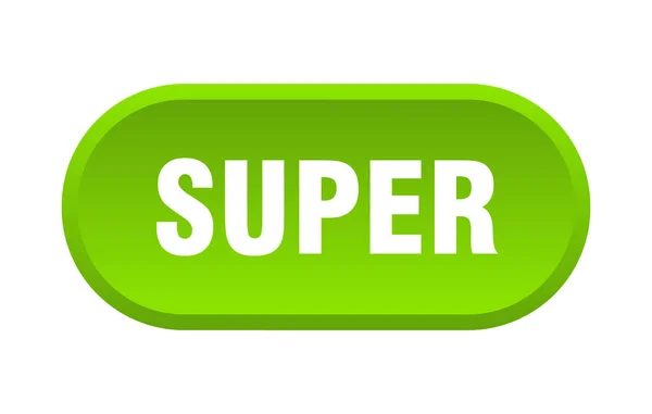 Super-Knopf. Super rundes grünes Schild. Super — Stockvektor