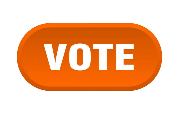 Κουμπί ψηφοφορίας. Ψηφίστε στρογγυλεμένο πορτοκαλί σημάδι. Ψηφοφορία — Διανυσματικό Αρχείο