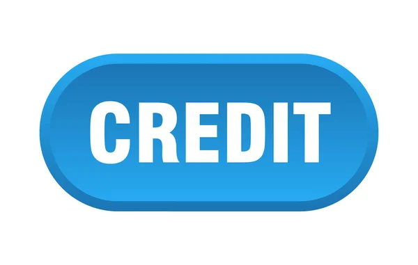 Kredi düğmesi. kredi yuvarlak mavi işareti. Kredi — Stok Vektör