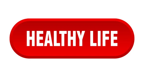 Υγιές κουμπί ζωής. υγιές, στρογγυλεμένο κόκκινο σημάδι. υγιής ζωή — Διανυσματικό Αρχείο