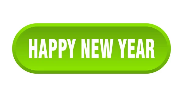 Happy New Year knop. Gelukkig Nieuwjaar afgerond groen teken. Gelukkig Nieuwjaar — Stockvector