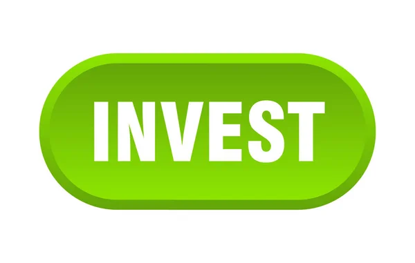 Knop beleggen. investeren afgeronde groene teken. Investeren — Stockvector