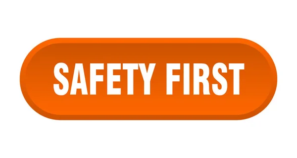Sicherheit geht vor. Sicherheit erstes rundes orangefarbenes Zeichen. Sicherheit geht vor — Stockvektor