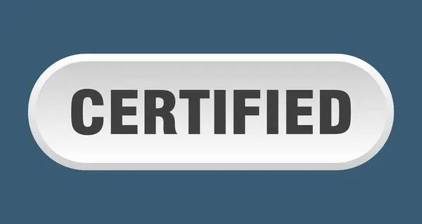 Pulsante certificato. certificato arrotondato segno bianco. certificato — Vettoriale Stock