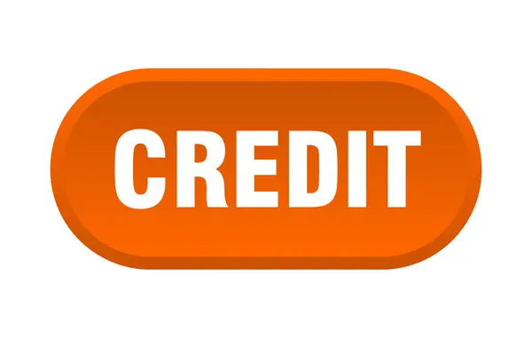 Kreditní tlačítko. symbol zaokrouhlený na oranžový znak. Kreditní — Stockový vektor