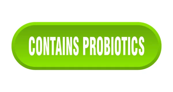 Contains probiotics button. contains probiotics rounded green sign. contains probiotics — Stock Vector