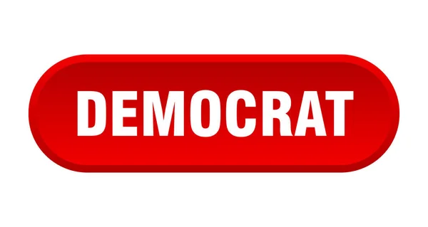 Le bouton démocrate. signe rouge arrondi démocrate. démocrate — Image vectorielle