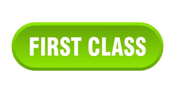 Knop eerste klasse. eerste klasse afgerond groen teken. eersteklas — Stockvector