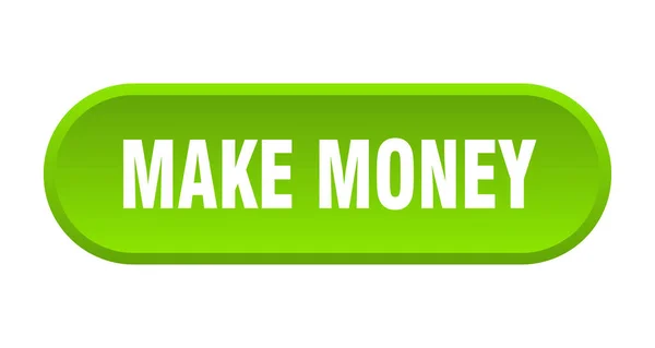 Hacer botón de dinero. ganar dinero redondeado signo verde. ganar dinero — Vector de stock
