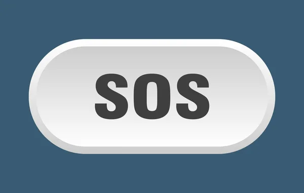 Sos bouton. so signe blanc arrondi. sos — Image vectorielle