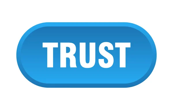 Güven düğmesi. güven yuvarlak mavi işareti. Güven — Stok Vektör