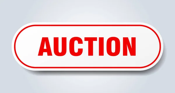 Znak aukce. červený štítek zaokrouhlený na aukci. Aukce — Stockový vektor