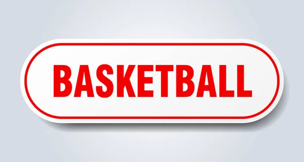 Segno del basket. pallacanestro arrotondato adesivo rosso. basket — Vettoriale Stock