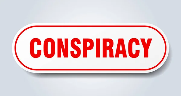 Signe de conspiration. autocollant rouge arrondi conspiration. complot — Image vectorielle