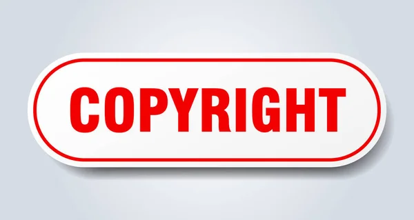 Signo de copyright. etiqueta engomada roja redondeada copyright. derechos de autor — Archivo Imágenes Vectoriales