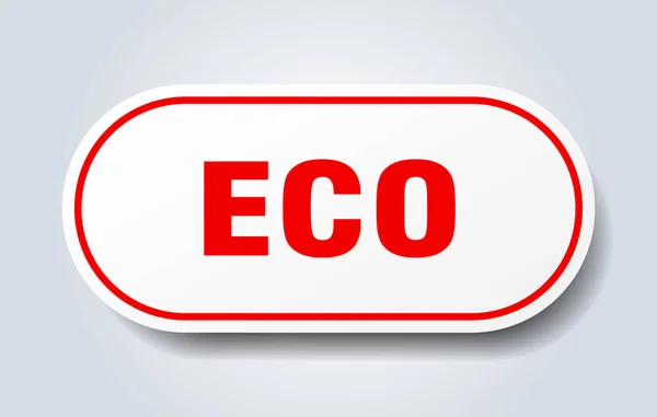 Signo ecológico. etiqueta engomada roja redondeada eco. eco — Vector de stock