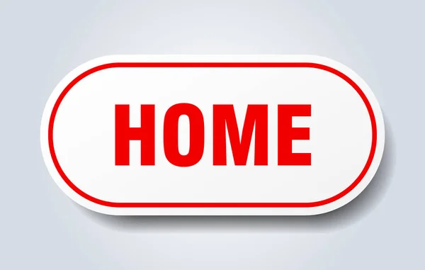 Home teken. Home afgeronde rode sticker. Home — Stockvector