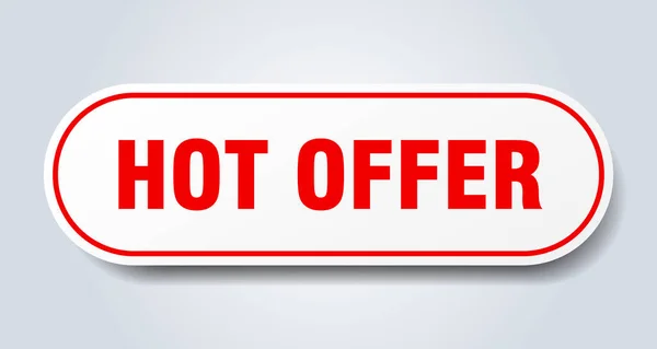 Hot offer teken. Hot aanbod afgeronde rode sticker. warm aanbod — Stockvector
