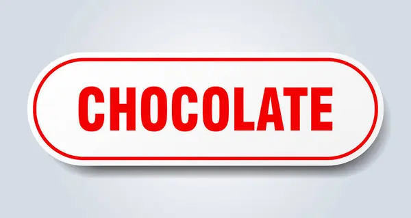 Signo de chocolate. etiqueta engomada roja redondeada chocolate. chocolate — Vector de stock