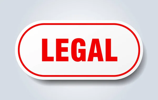 Νομικό σημάδι. νόμιμο στρογγυλεμένο κόκκινο αυτοκόλλητο. Νομική — Διανυσματικό Αρχείο