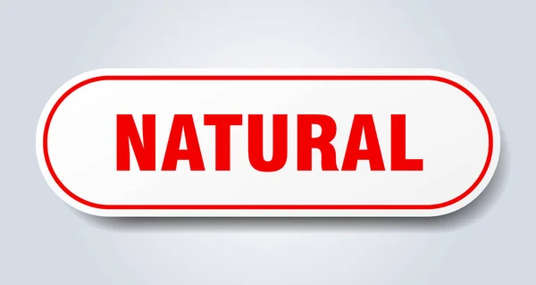 Signo natural. etiqueta engomada roja redondeada natural. naturales — Vector de stock