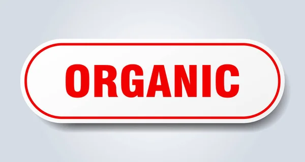 Segno organico. adesivo rosso arrotondato organico. biologico — Vettoriale Stock