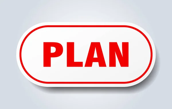 Plan işareti. plan yuvarlak kırmızı etiket. Plan — Stok Vektör