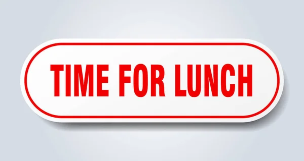 Hora de almorzar. hora del almuerzo calcomanía roja redondeada. hora del almuerzo — Vector de stock