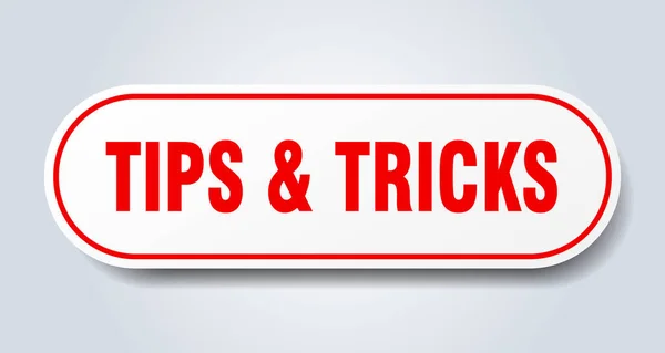 Tips & trucs teken. tips & trucs afgeronde rode sticker. Tips & Tricks — Stockvector