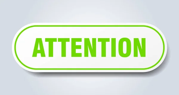 Attention sign. attention rounded green sticker. attention — Stock Vector