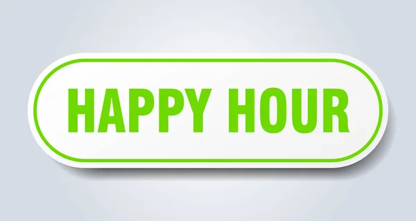 Sinal de happy hour. happy hour adesivo verde arredondado. happy hour — Vetor de Stock