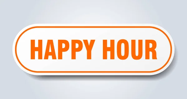 Signe happy hour. autocollant orange arrondi happy hour. happy hour — Image vectorielle