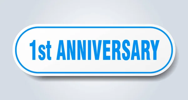 Знак годовщины. Голубая наклейка на первую годовщину. 1 год — стоковый вектор