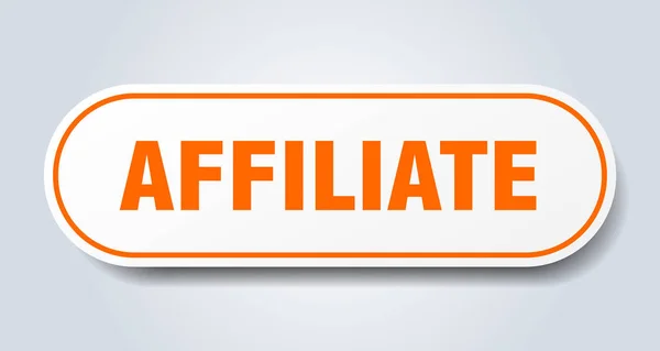 Affiliate-jel. affiliate lekerekített narancssárga matrica. Affiliate — Stock Vector