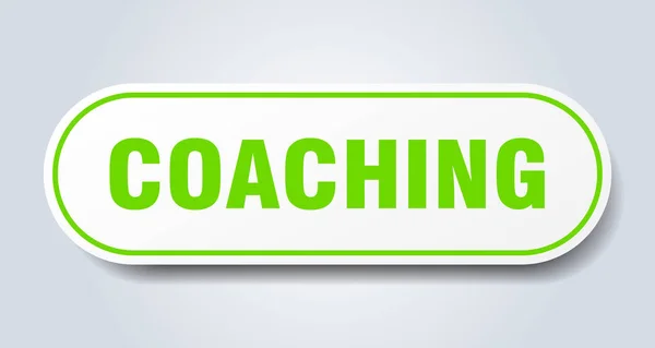 Coaching teken. Coaching afgeronde groene sticker. Coaching — Stockvector