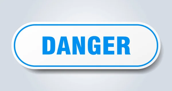 Znakiem niebezpieczeństwa. niebezpieczeństwo zaokrąglone niebieskie naklejki. Niebezpieczeństwo — Wektor stockowy
