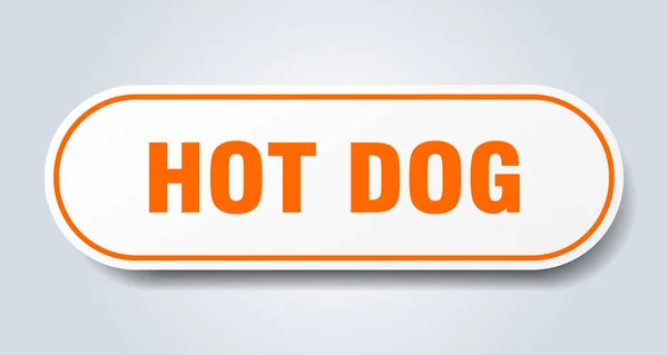 Segno di hot dog. hot dog arrotondato adesivo arancione. hot dog — Vettoriale Stock