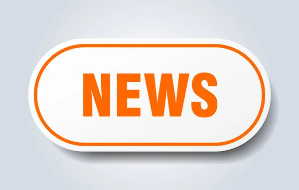 Notiziario. notizie arrotondato adesivo arancione. notizie — Vettoriale Stock